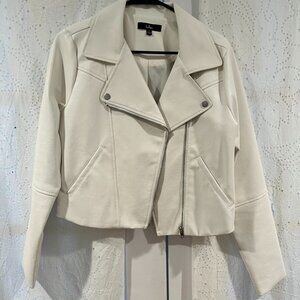 Lulu's Cream Moto Style Faux Leather Jacket